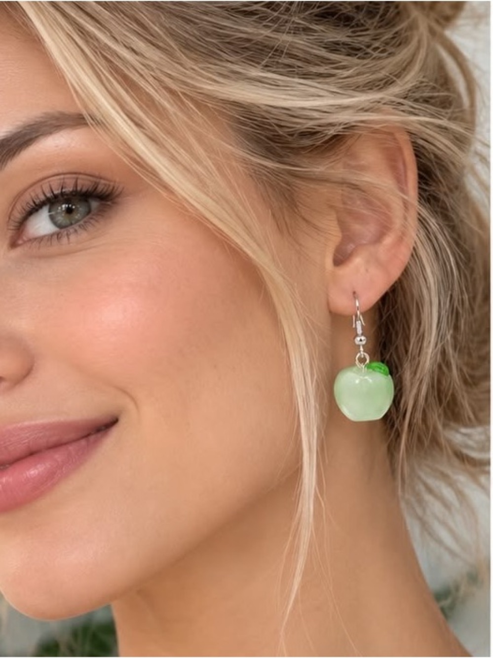 Green Apple Drop Earrings - Women Jewelry